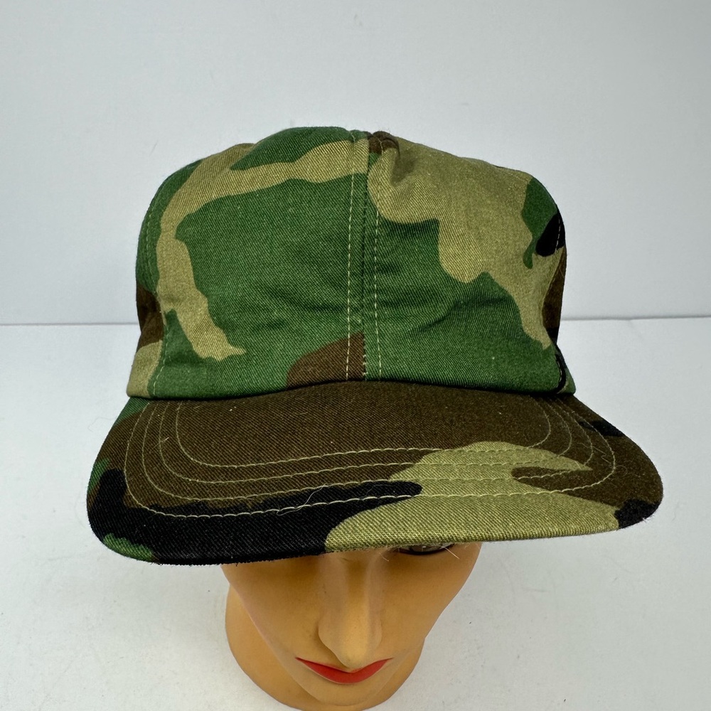 Vintage 80s Camo Camouflage Snapback Hat Foam Insulated Cap Made in USA L1